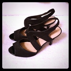 Taheri Black Strappy Heels Size 10